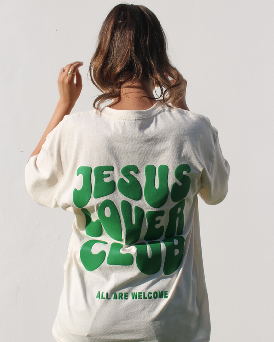 Jesus Lover Club Puff Unisex Tee // Sandstone