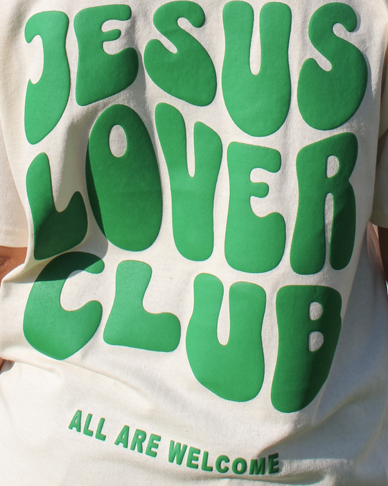 Jesus Lover Club Puff Unisex Tee // Sandstone